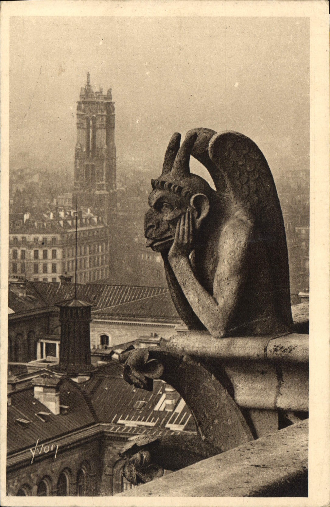 CPA Paris Notre Dame de Paris Detail de la Facade Ouest 