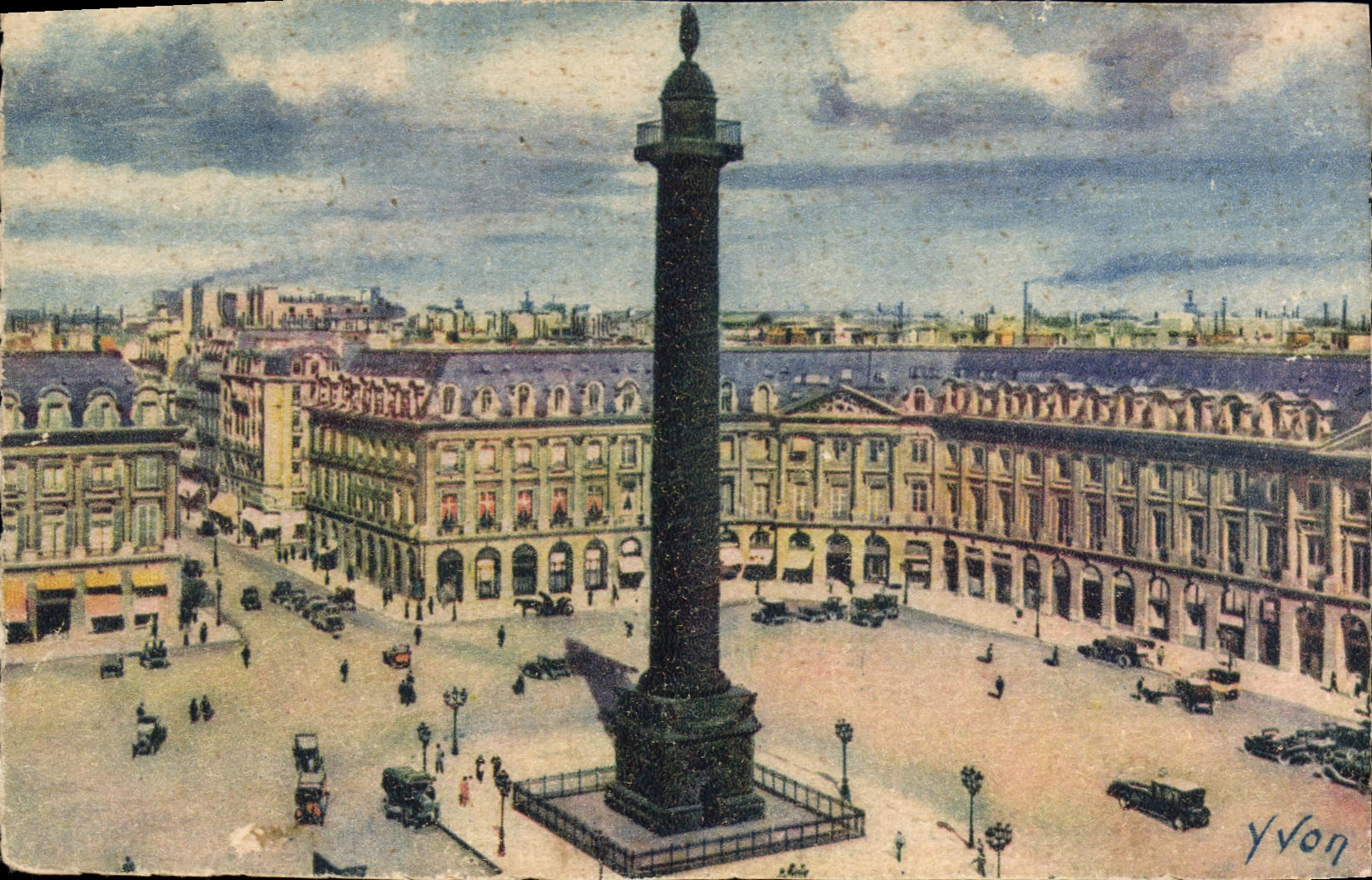 CPA Paris Place et colonne Vendome 