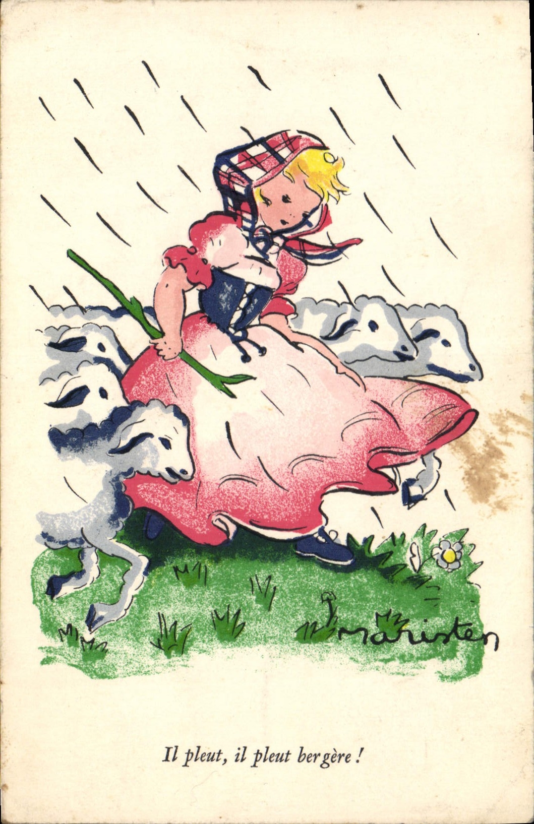 CPA Il pleut il pleut bergere 
