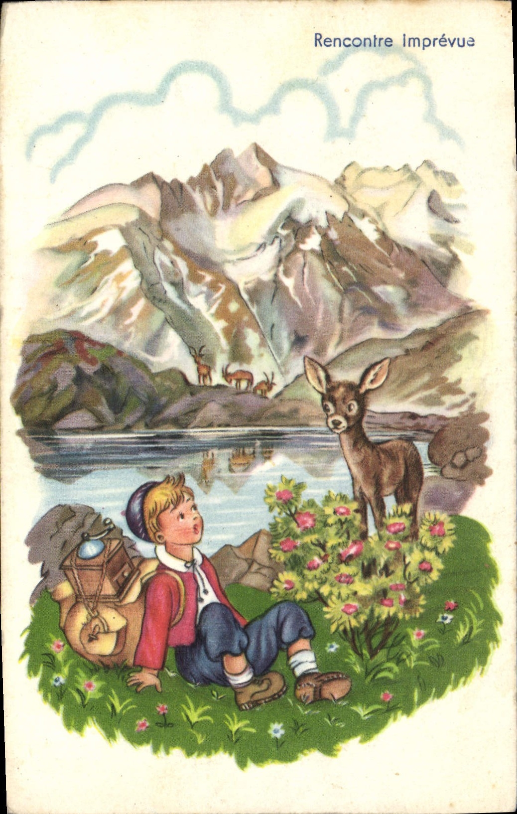 CPA Rencontre Imprevue Enfant Biche