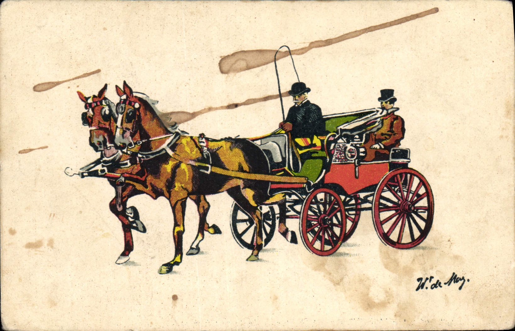 CPA Caleche Cheval