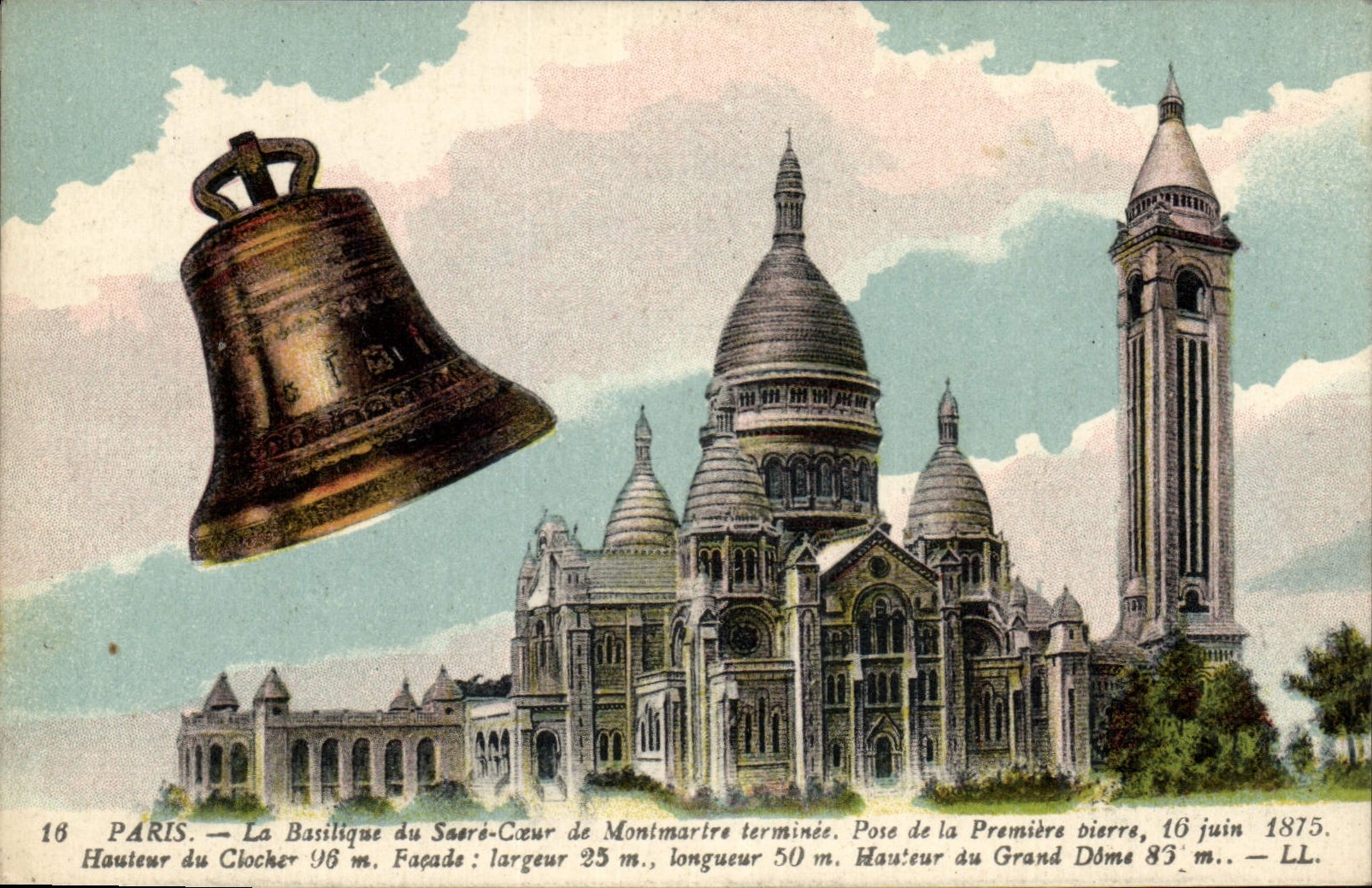 CPA Paris La Basilique du Sacre Coeur de Montmartre terminee cloche
