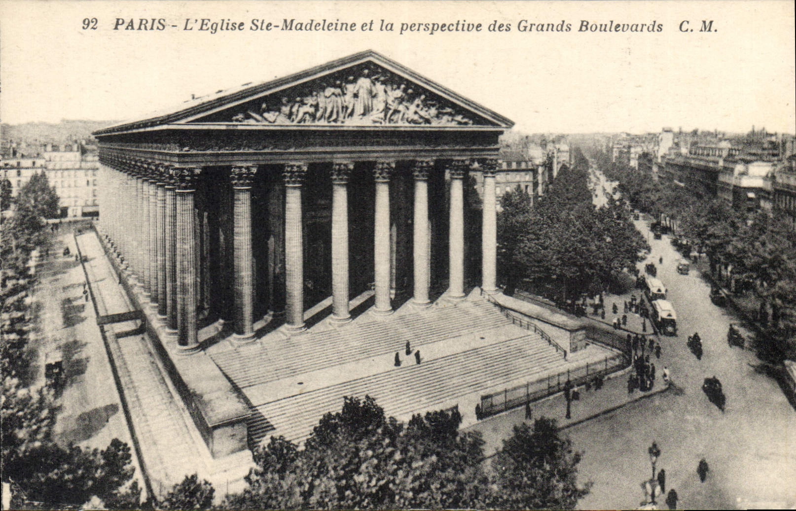 CPA Paris l'eglise Ste madeleine et la Perspective des Grands Boulevards