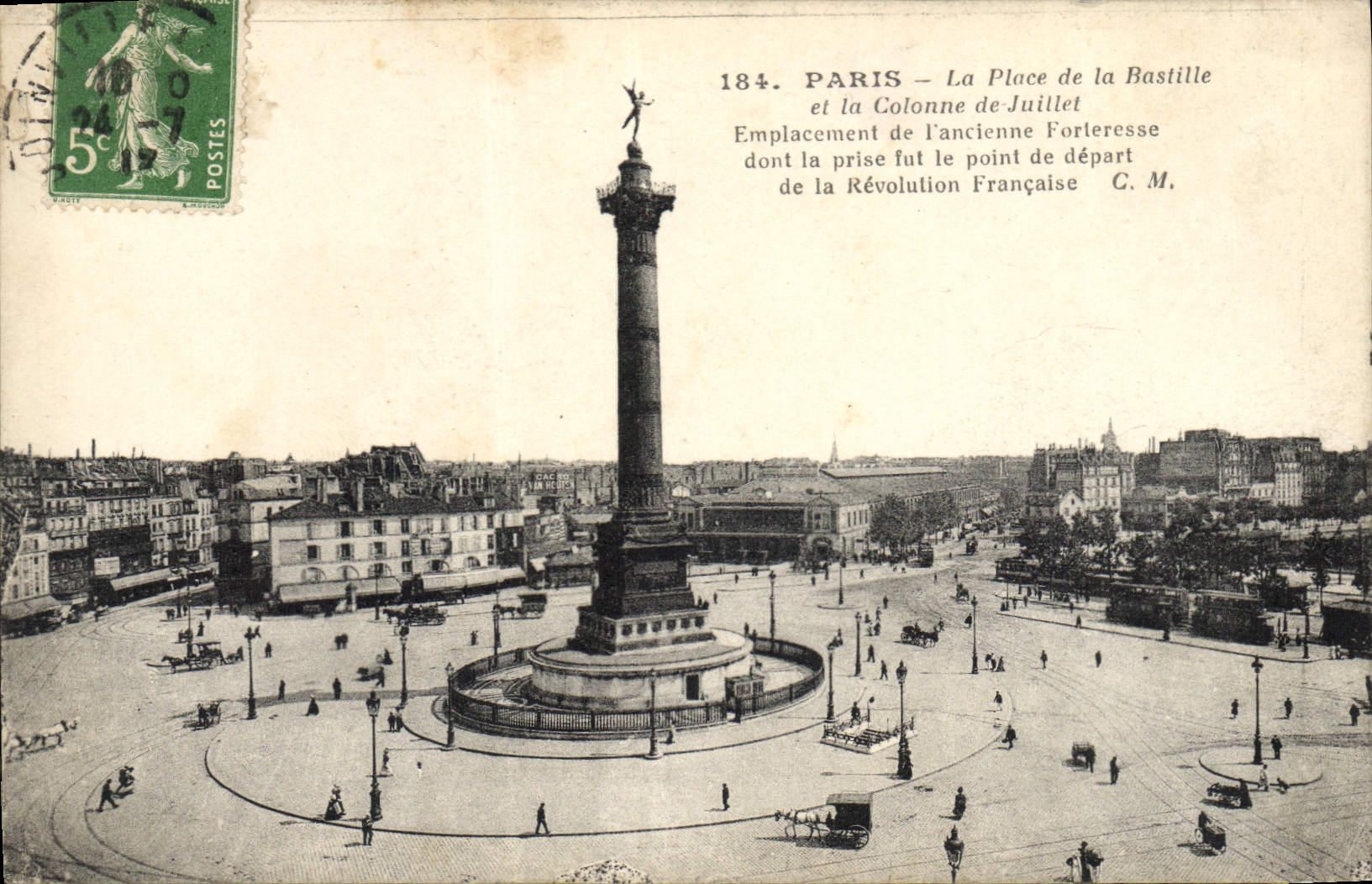 CPA Paris la Place de la Bastille et la Colonne de Juilllet Emplacement de Lancienne Fortresse dont
