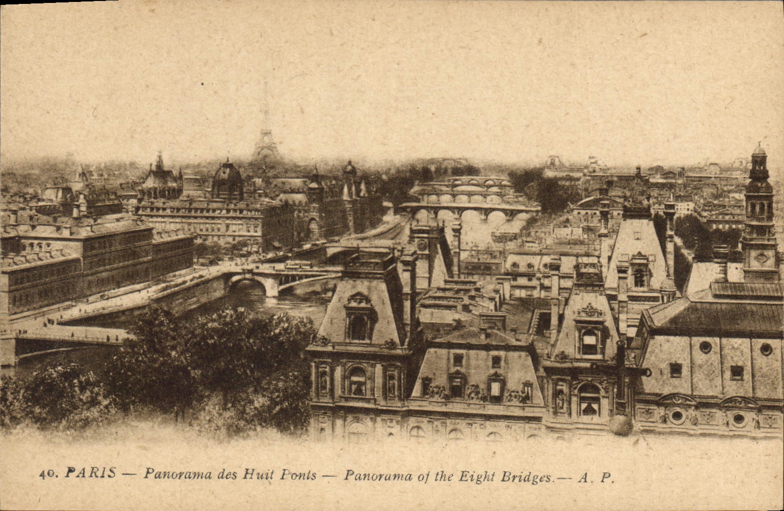 CPA Paris panorama des Huit Ponts 