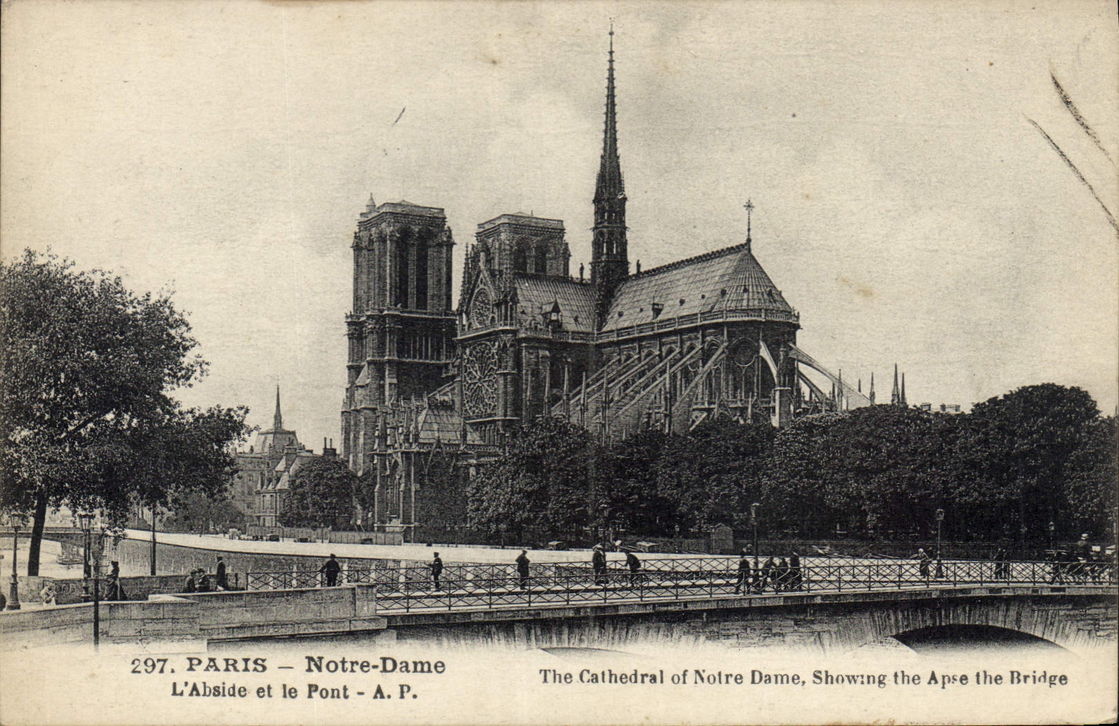 CPA Paris Notre Dame l'Abside et le Pont