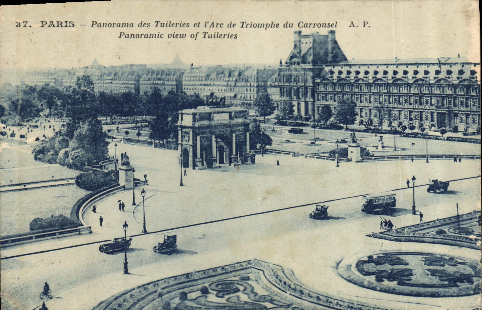 CPA Paris panorama des Tuileries et l'Arc de Triomphe du Carrousel