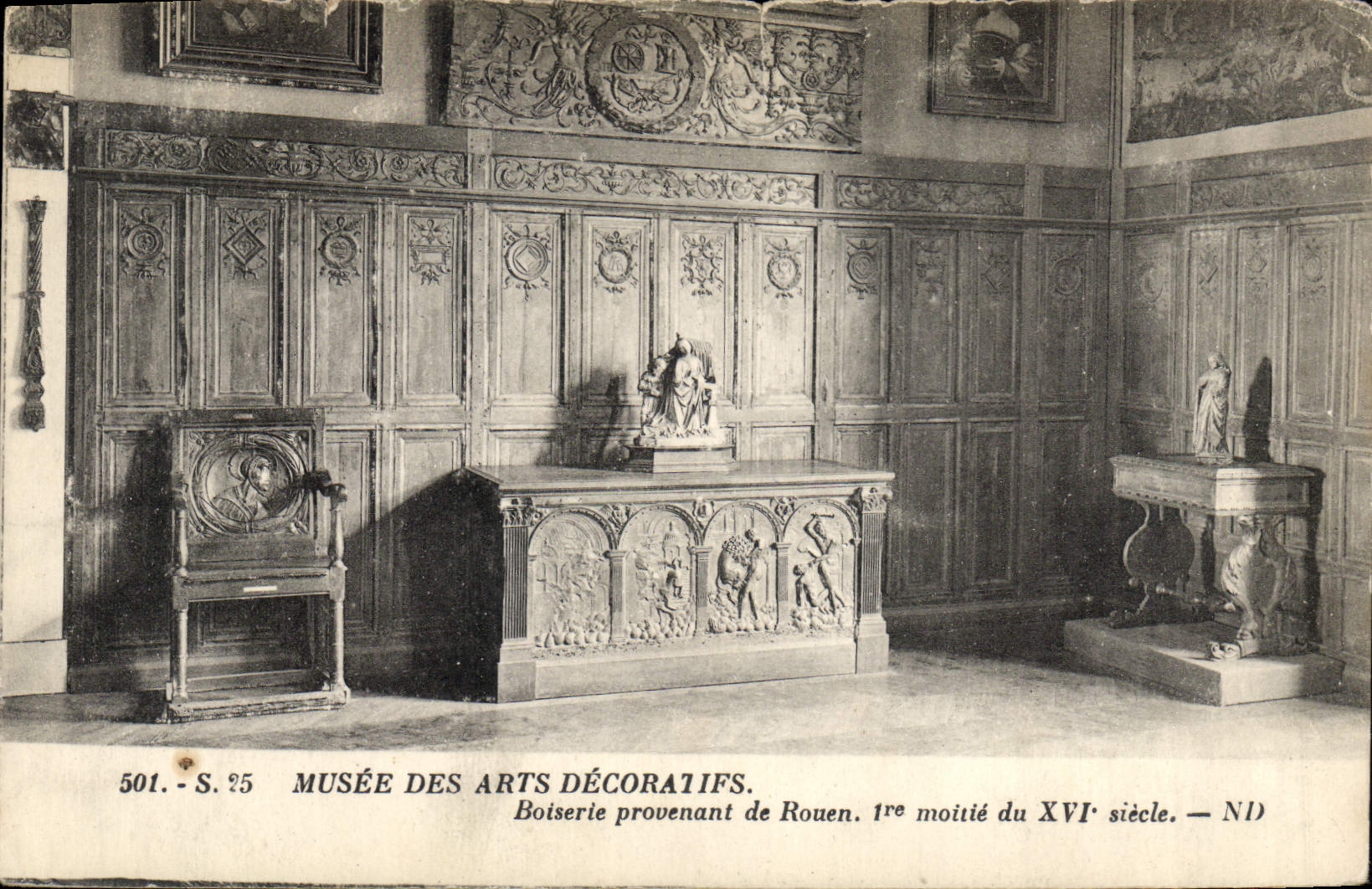 CPA Musee des Arts Decoratifs Boiserie Provenant de Rouen Ier Moitie du XVI siecle 