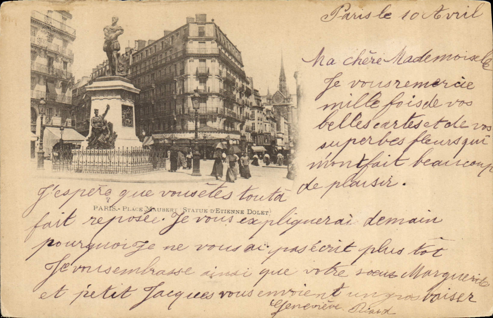 CPA Paris Place Maubert Statue d'Etienne Dolet