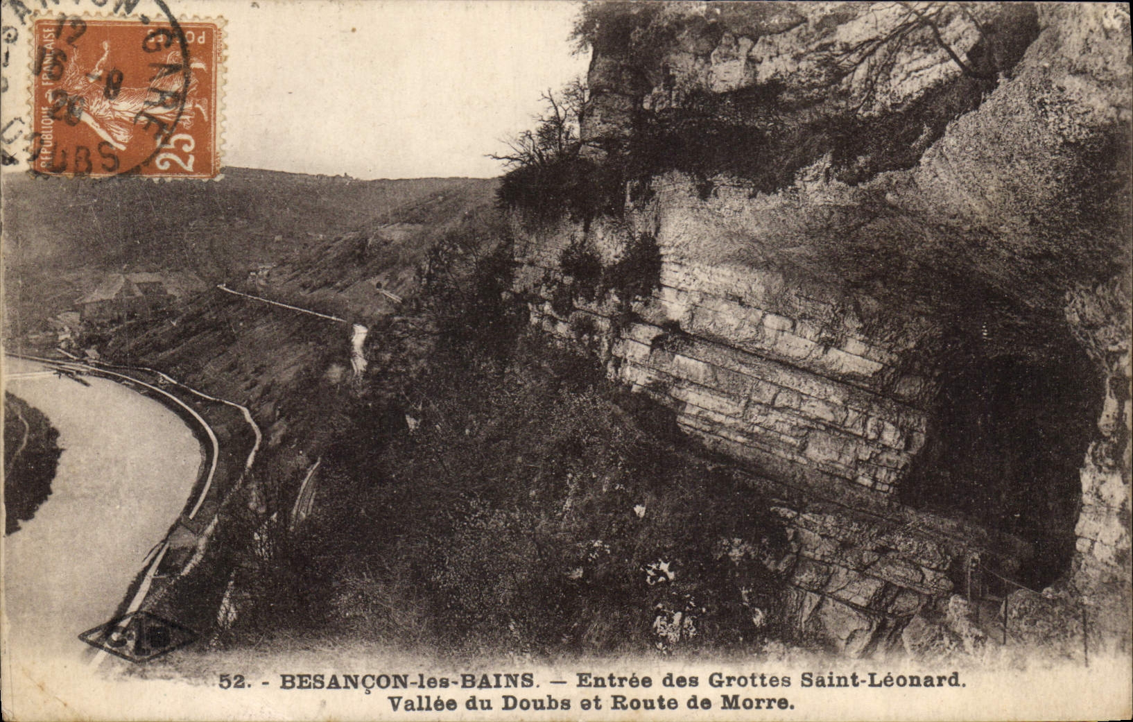 CPA Besancon les Bains entree des Grottes Saint Leonard Vallee du Doubs et Route de Morre 
