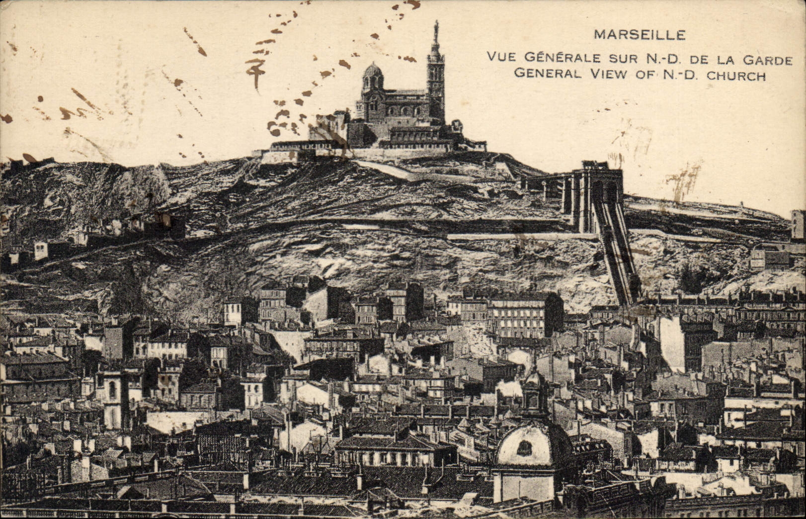 CPA Marseille Vue generale sur N D de la Garde 