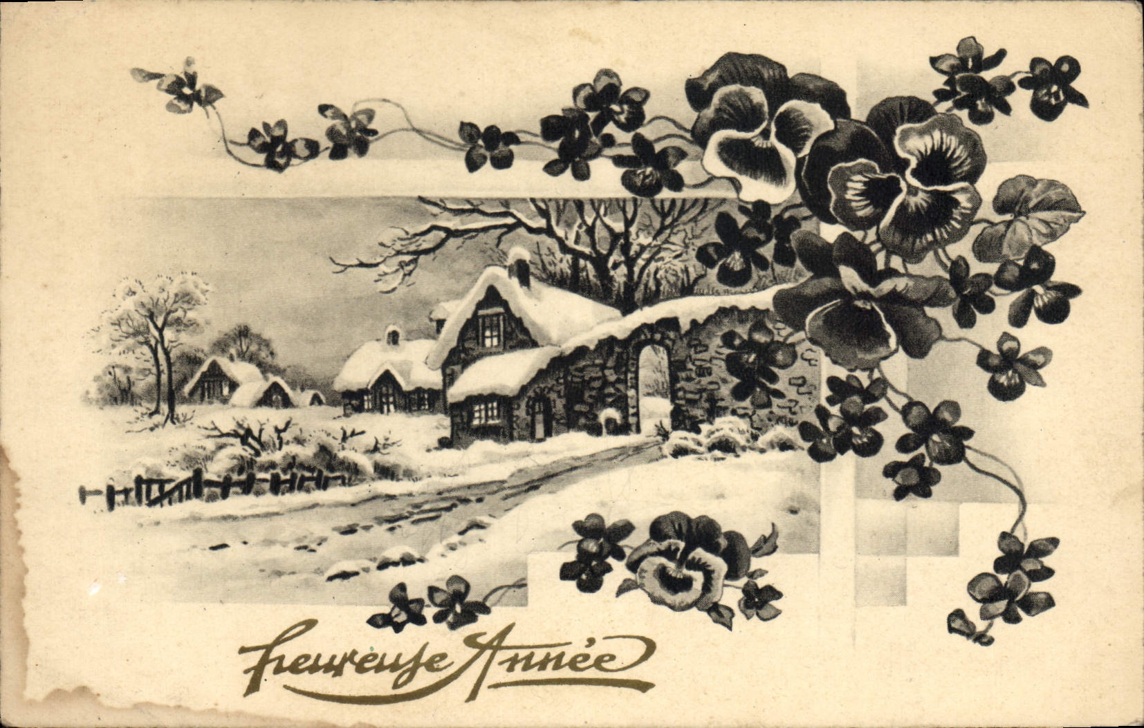 CPA Heureuse Annee Fleurs