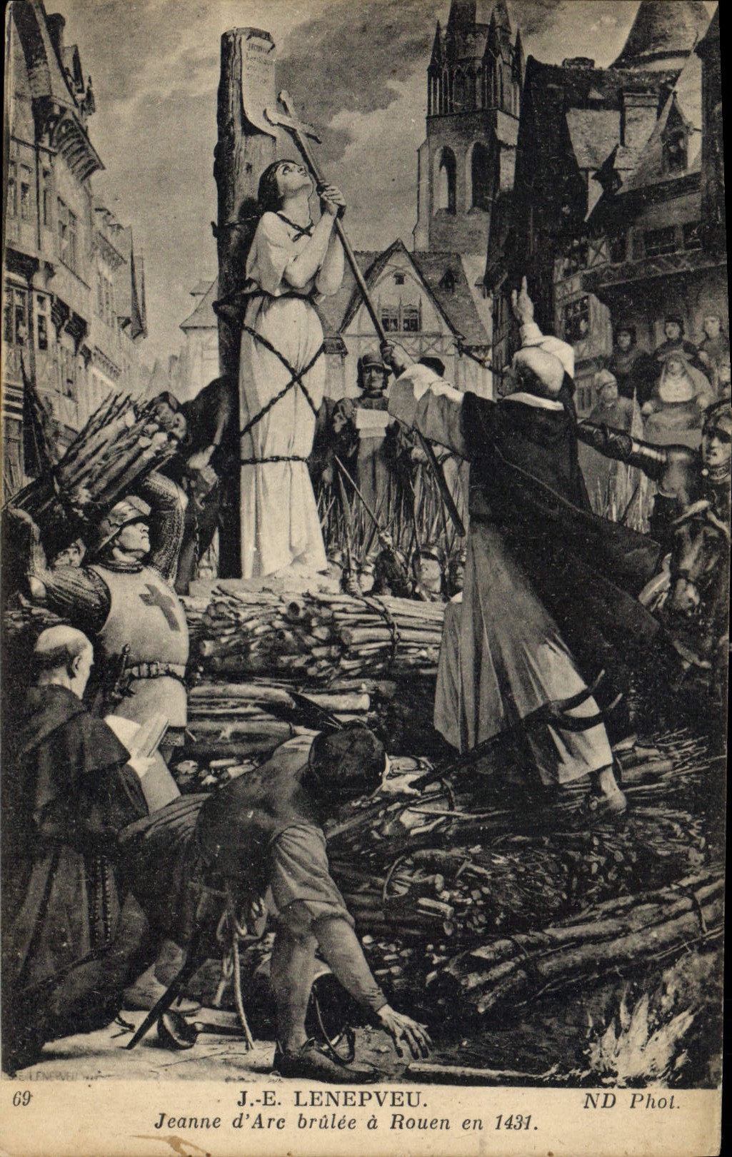 CPA J E Lenepveu Jeanne d'Arc brulee a Rouen en 1431 