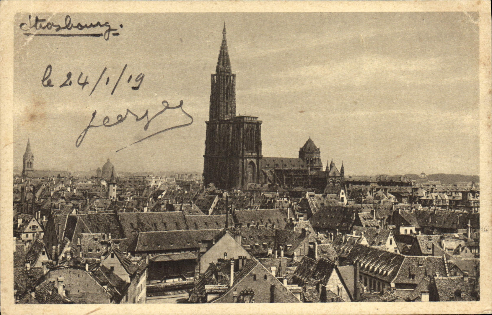 CPA Strassburg Panorama Vorn Spital Aus 