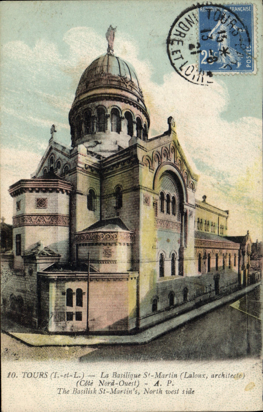 CPA Tours I et L la Basilique St Martin Laloux architecte Cote Nord Ouest 