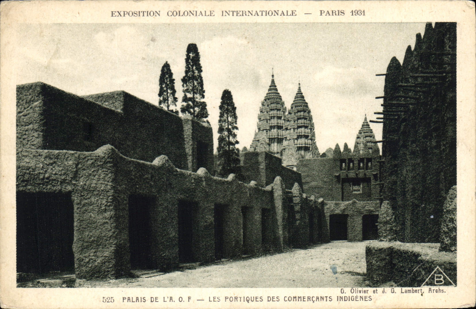 CPA Exposition Coloniale Internationale Paris 1931 Palais de l'AOF les Portiques des Commercants Ind