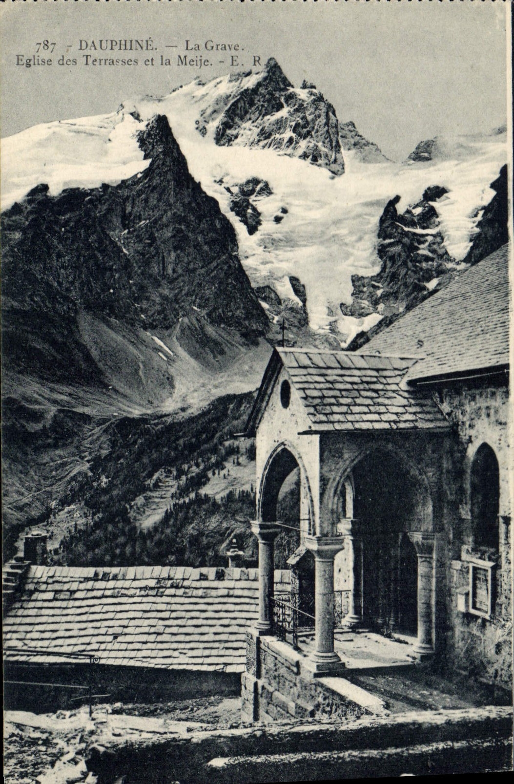 CPA Dauphine la Grave Eglise des Terrasses et la Meije