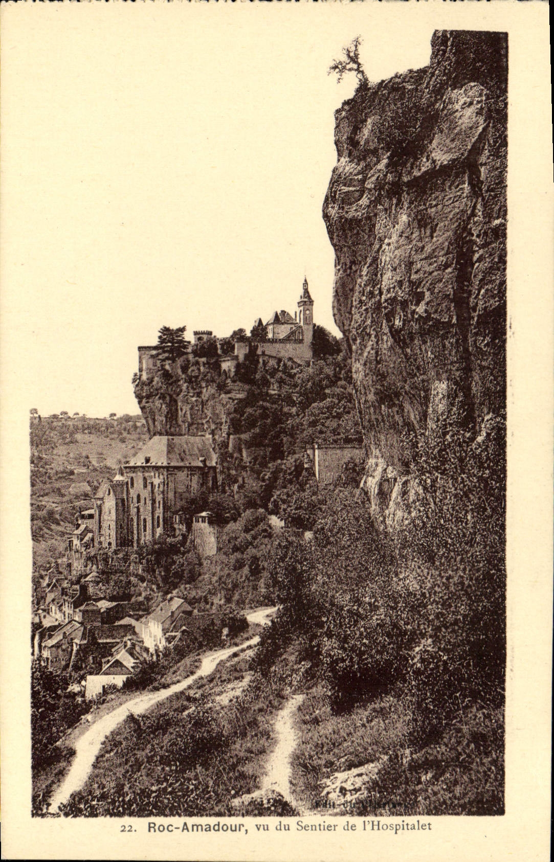 CPA Roc Amadour vu du Sentier de l'Hospitalet