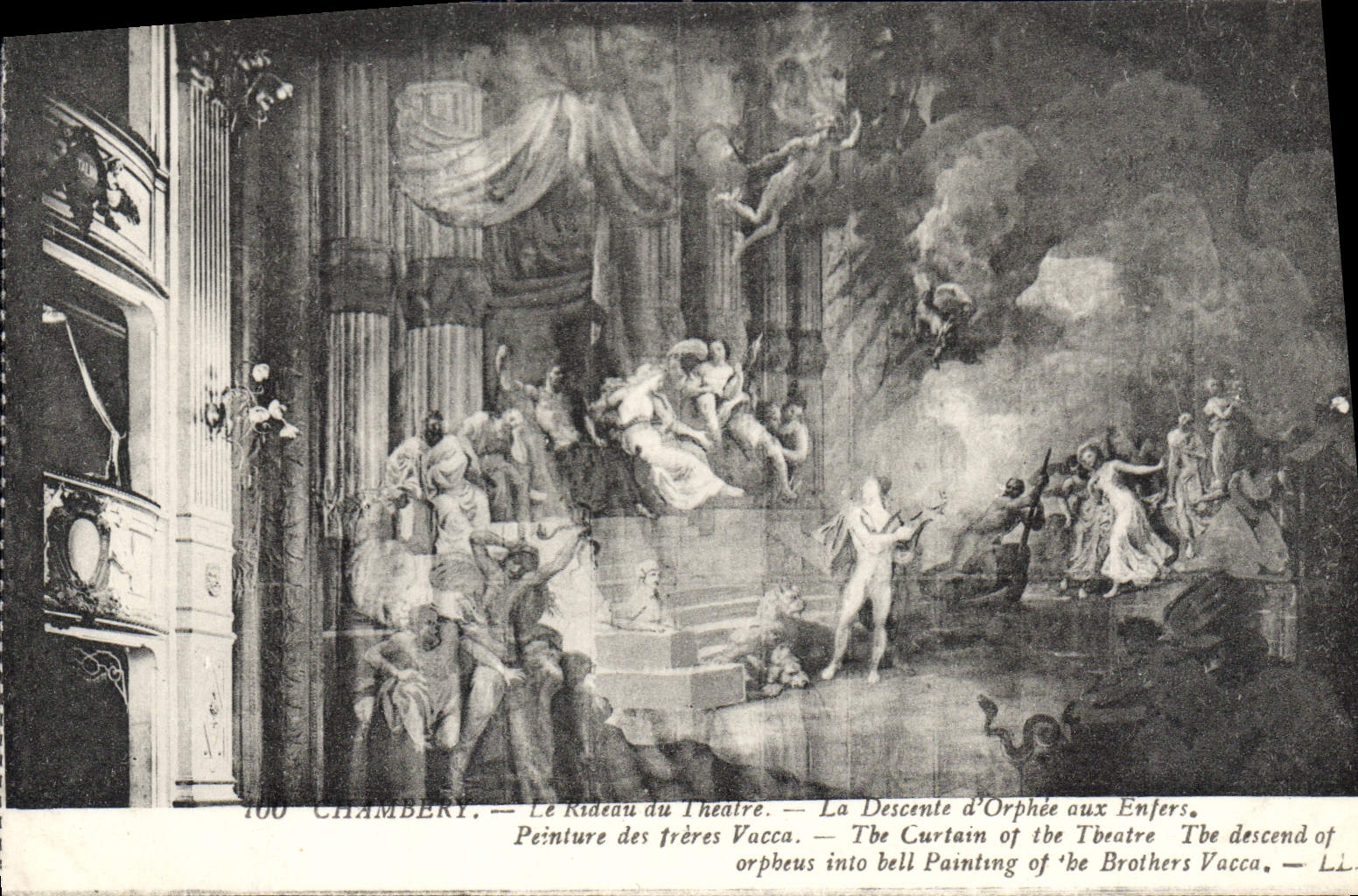 CPA Chambert Le Rideau du Theatre La Descente d'Orphee aux Enfers Peinture des freres Vacca 