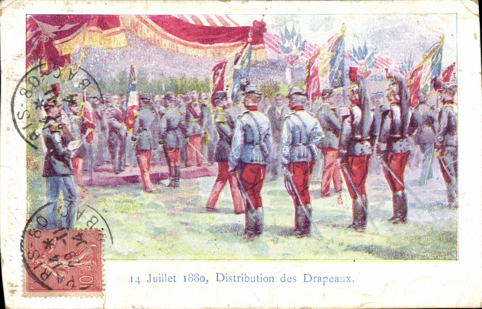 CPA Juillet 1880 Distribution des Drapeaux 