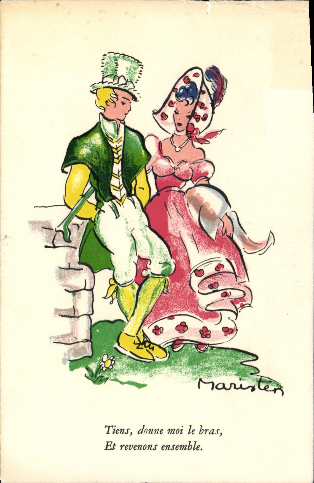 CPA Tiens donne moi le bras Et revenons ensemble Femme