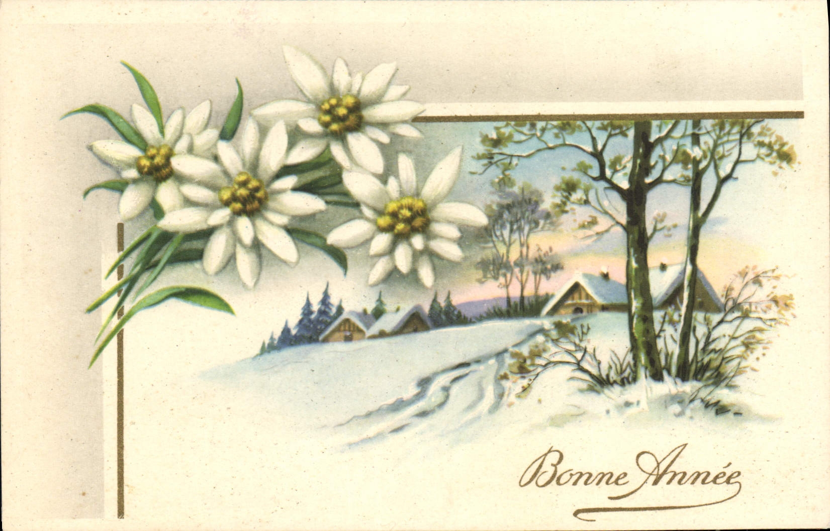 CPA Bonne Annee Fleurs