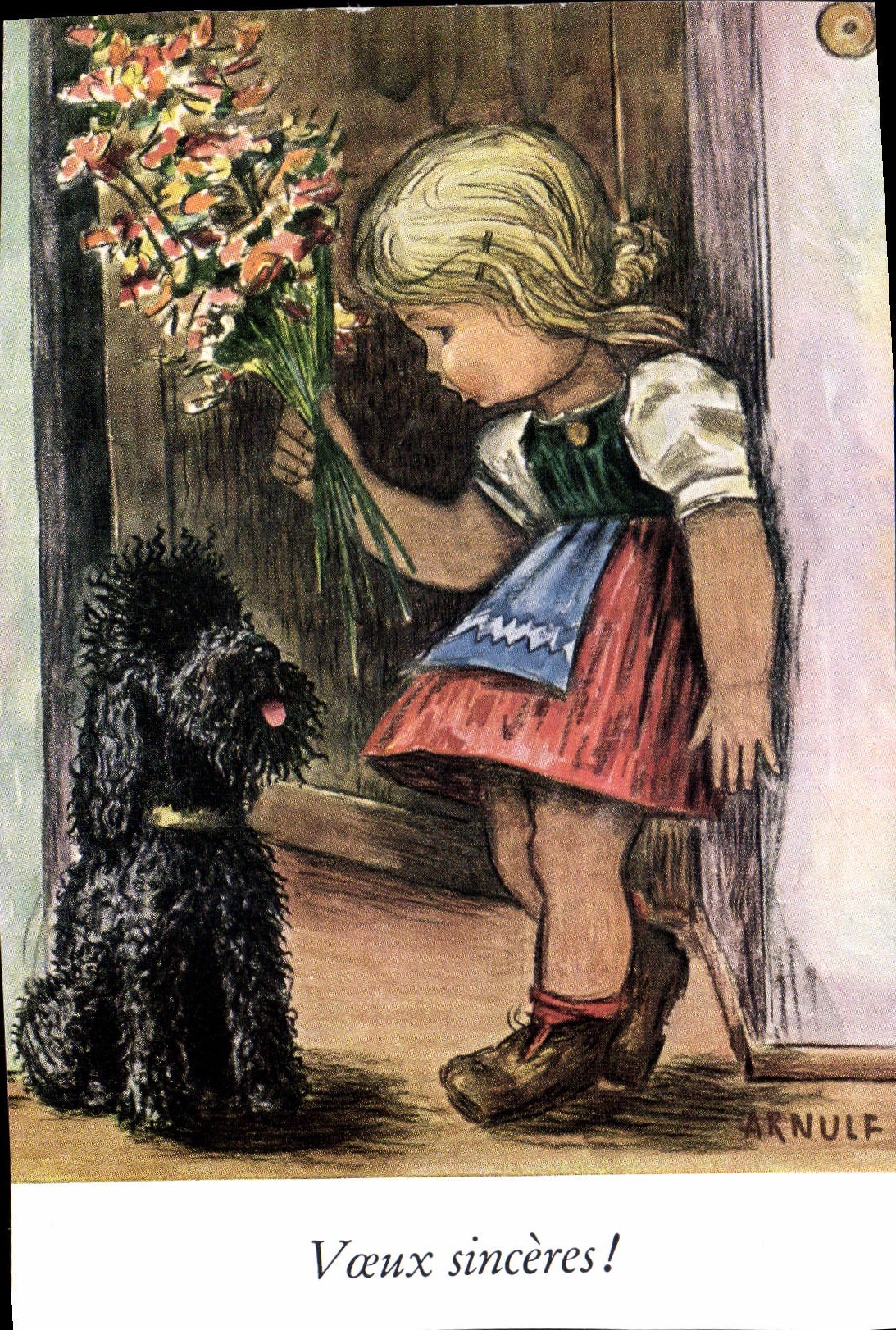 CPA Voeux sinceres Enfant Chien