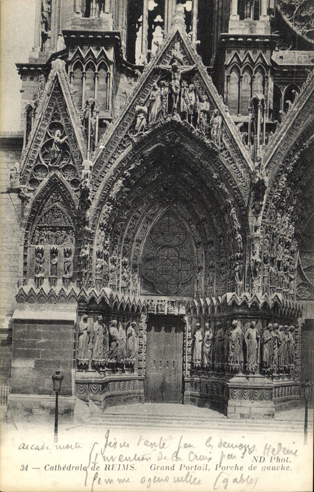 CPA Cathedrale de Reims Grand Portail Porche de gauche 