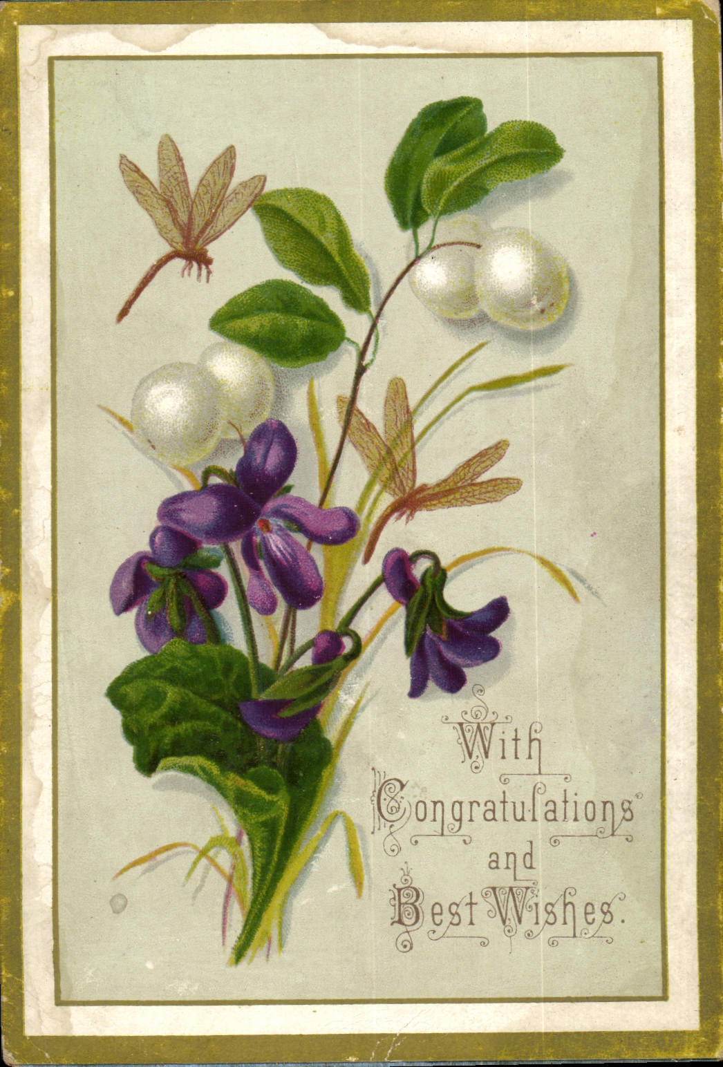 CPA With Congratulations and best wishes Fleurs