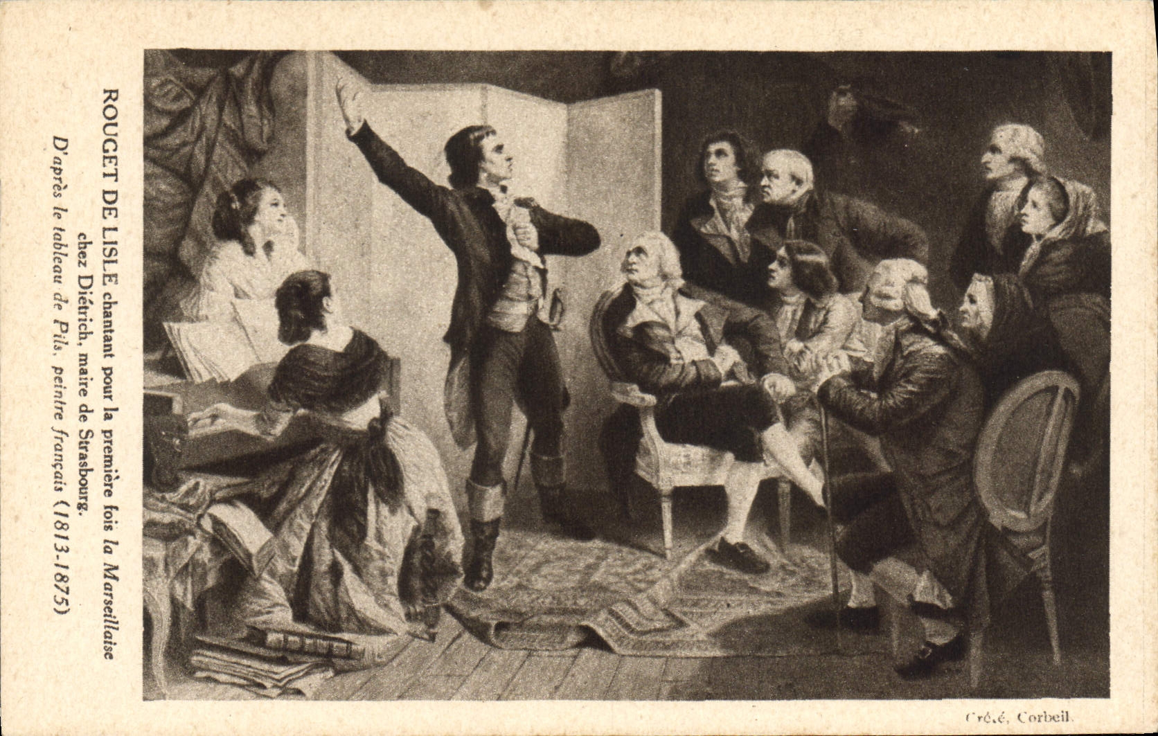 CPA Rouget de Lisle chantant pour la premiere fois la Marseillaise chez Dietrich maire de Strasbourg