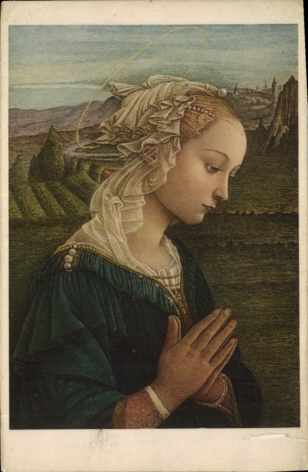 CPA Vergine in Adorazione Fra Filippo Lippi Galleria Uffizi Firenze 