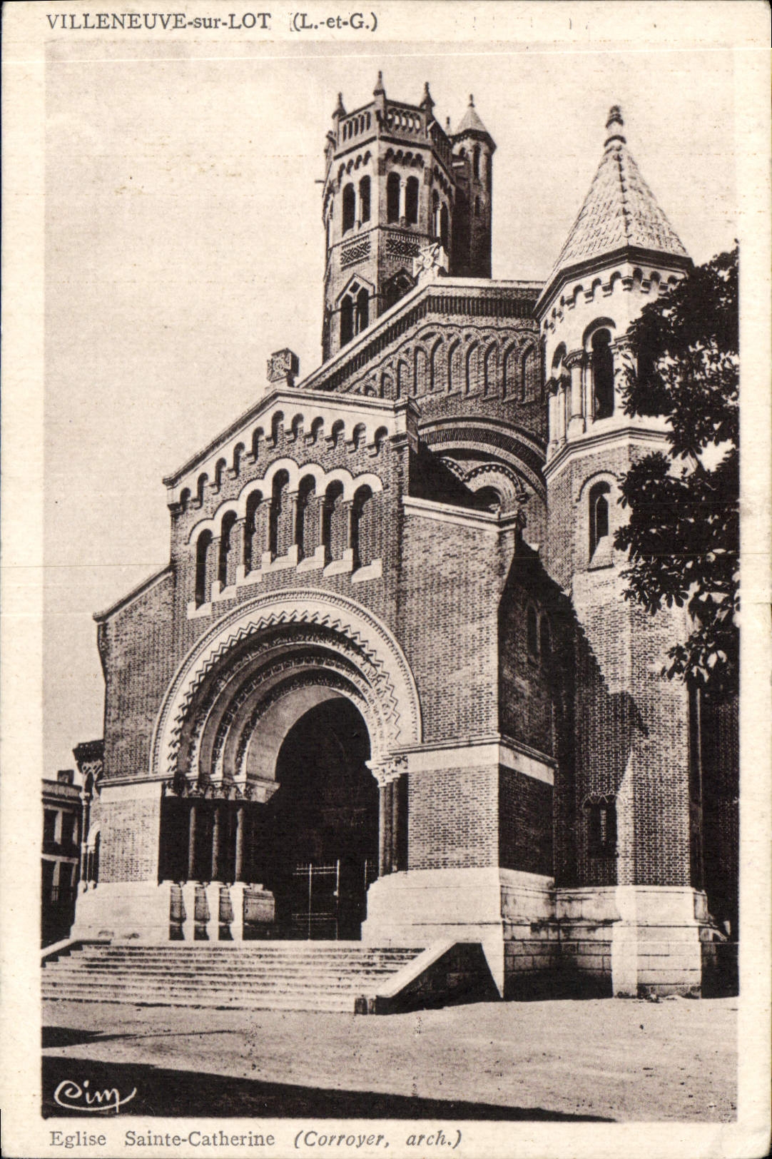 CPA Villeneuve sur Lot L et G Eglise Sainte Catherine 