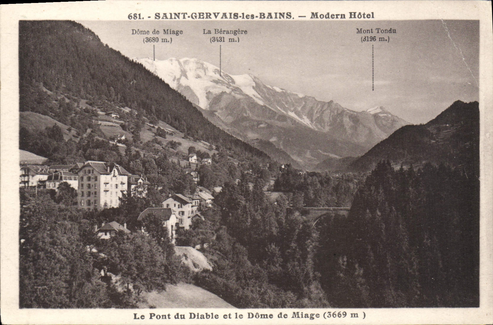 CPA Saint Gervais les Bains Modern Hotel Le Pont du Diable et le Dome de Miage 
