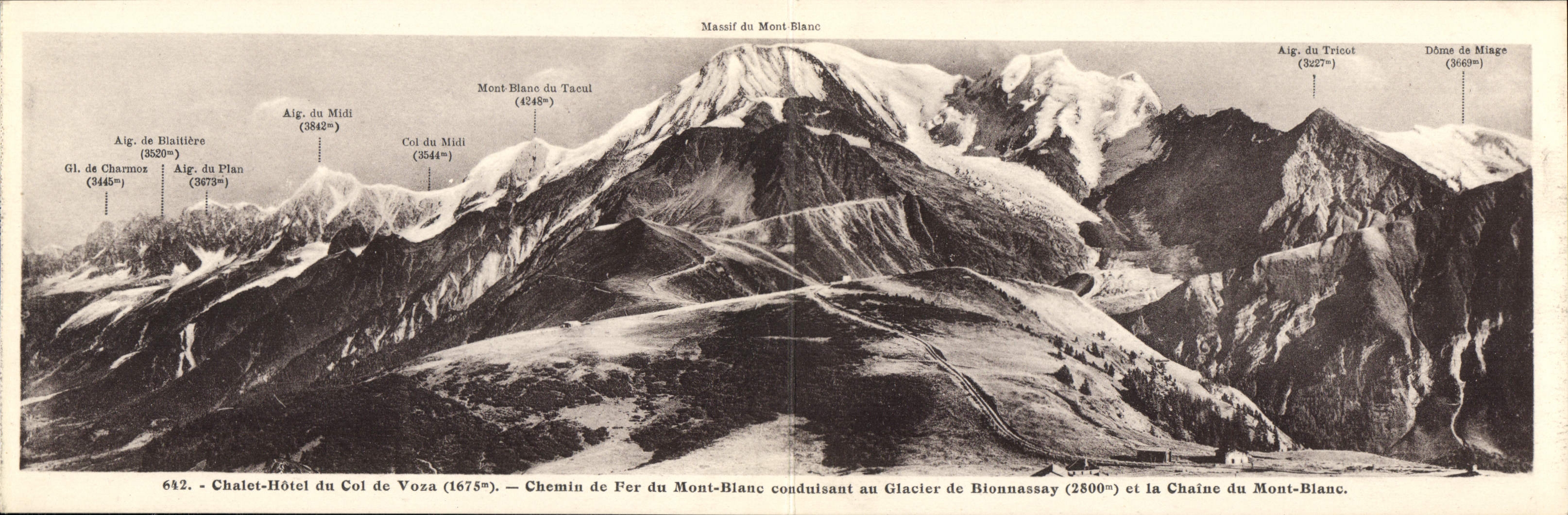 CARTE DOUBLE CPA Chalet Hotel du Col de Voza Chemin de fer du Mont Blanc Conduisant de Glacier de Bi