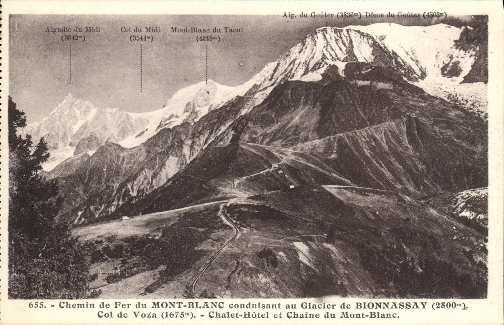 CPA Chemin de fer du Mont Blanc Conduisant de Glacier de Bionnassay Col de Voza Chalet Hotel et Chai