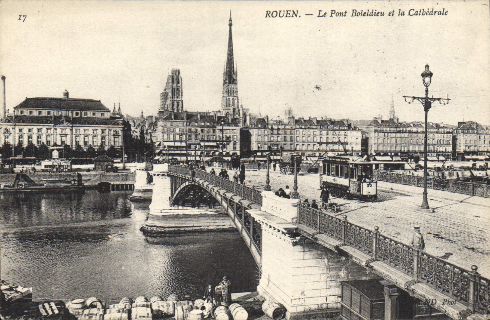 CPA Rouen Le Pont Boieldieu et la Cathedrale 