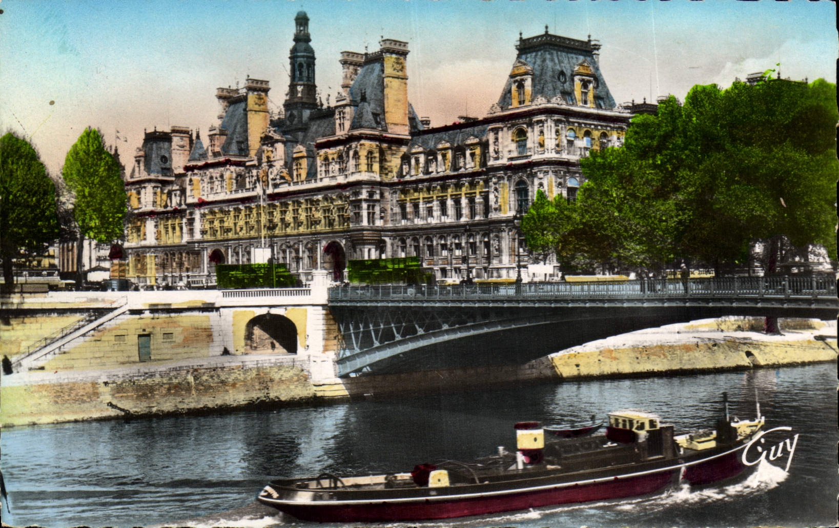 CPA Paris L'Hotel de Ville et le pont d'Arcole