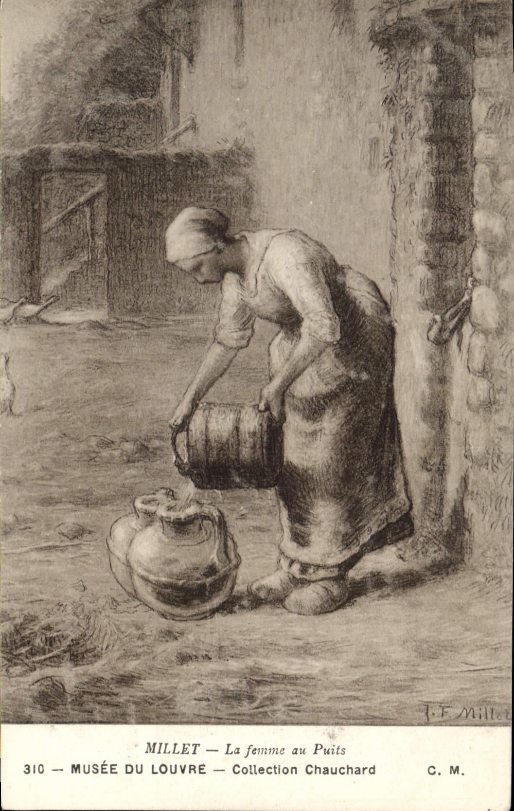 CPA Millet La femme au Puits Musee du Louvre 