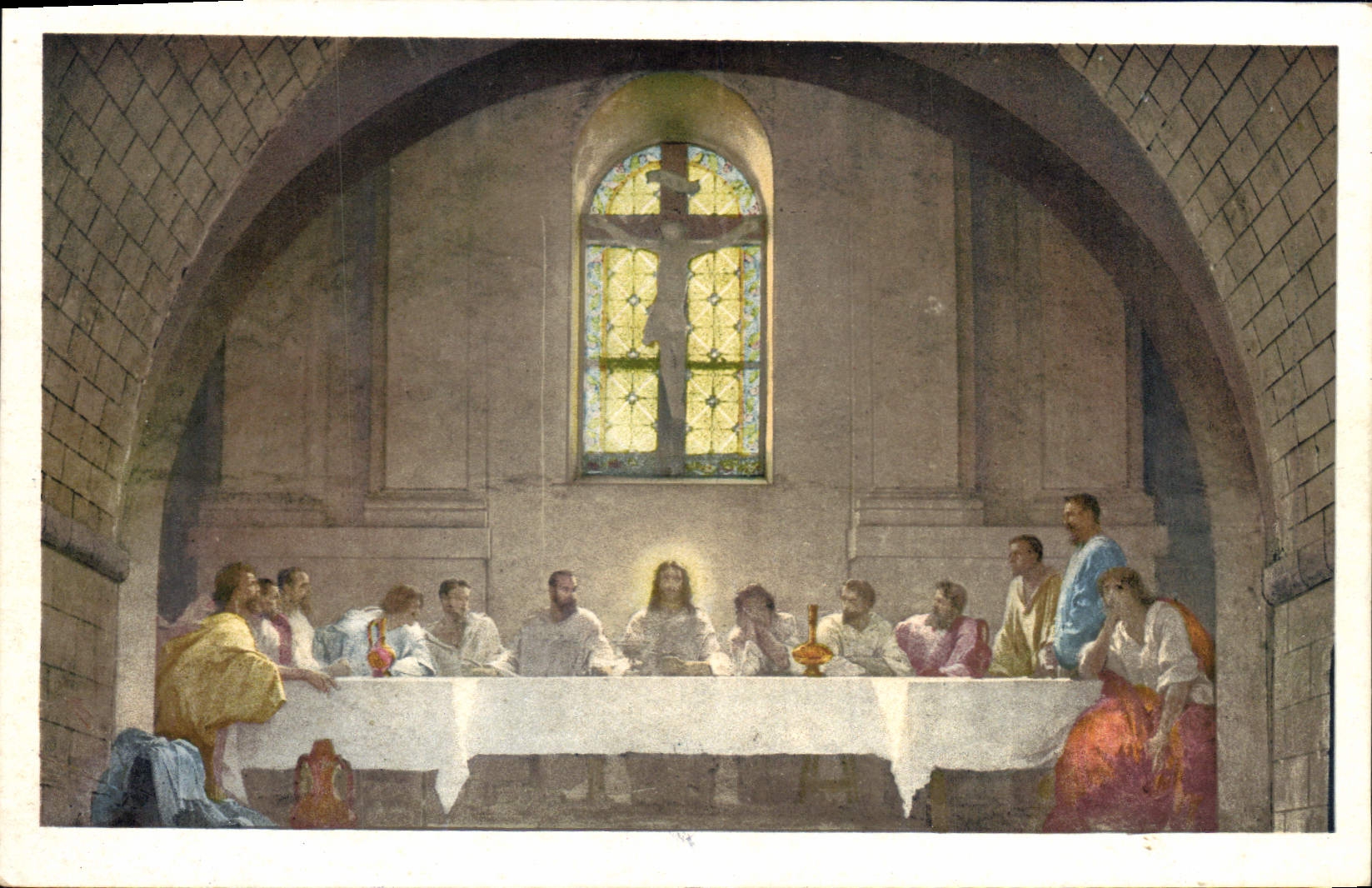 CPA Ile Saint Honorat Monastere Tableau de la Cene au Refectoire 
