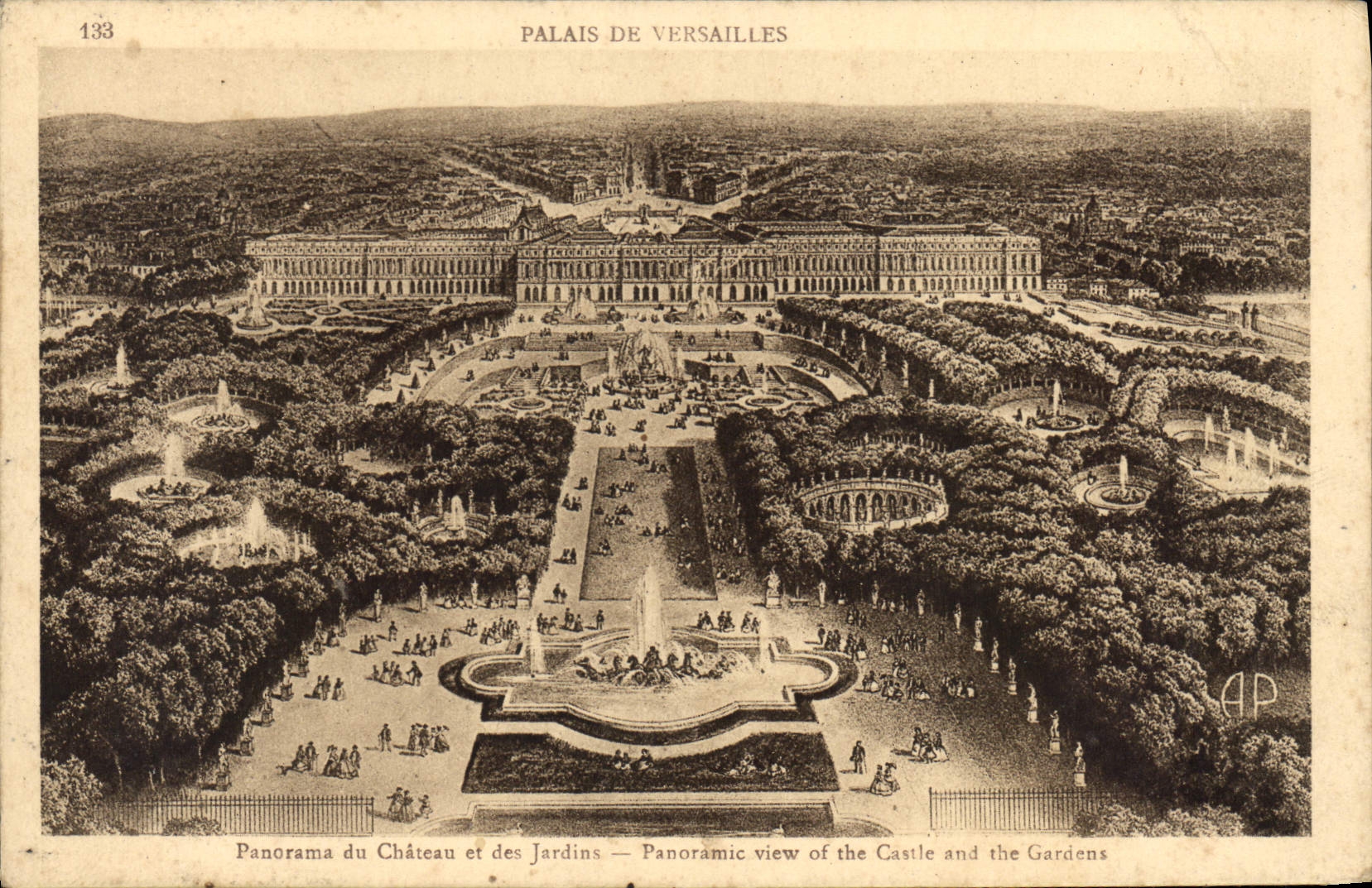 CPA Palais de Versailles Panorama du Chateau et des Jardins 