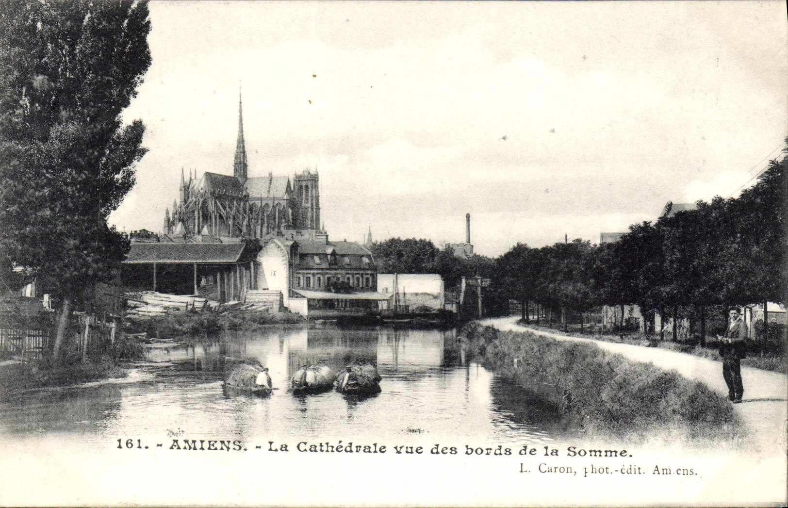 CPA Amiens La Cathedrale vue des bords de la Somme 