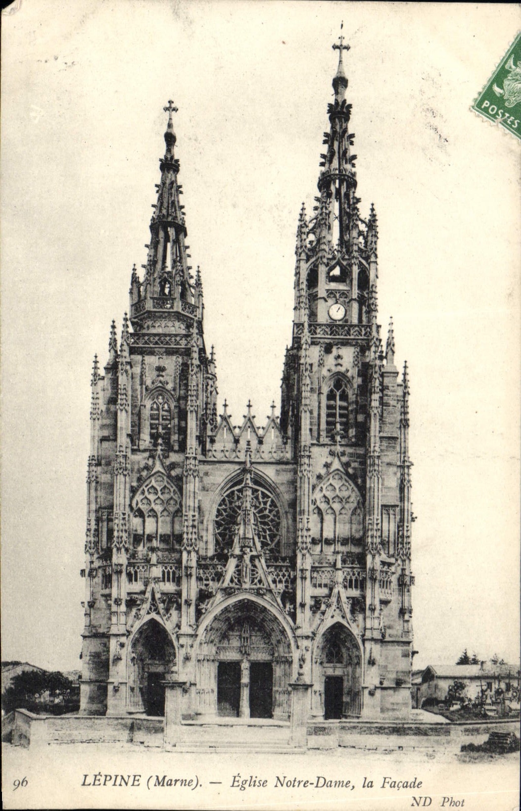 CPA Lepine Marne Eglise Notre Dame la Facade