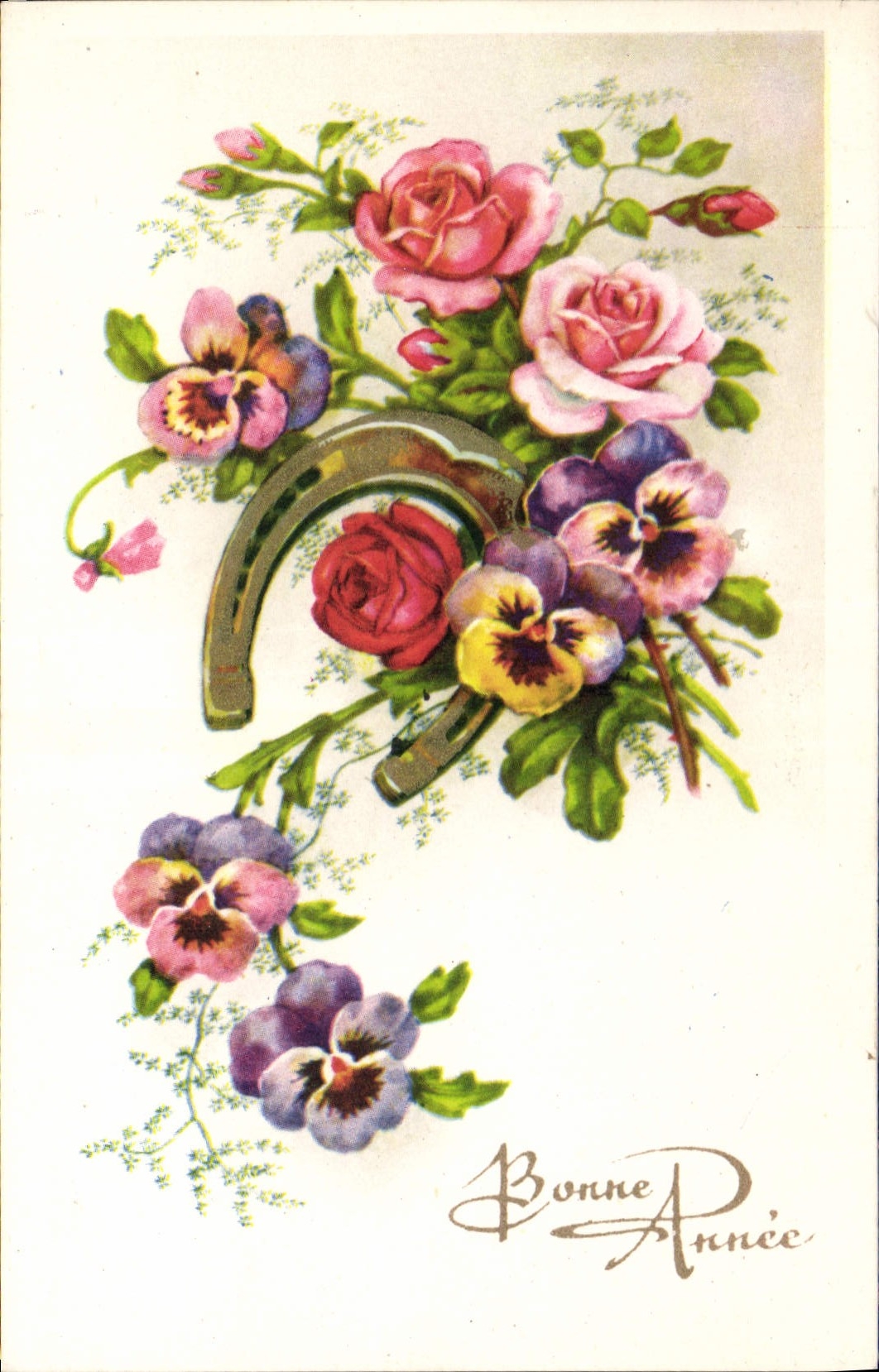 CPA Bonne Annee Fleurs