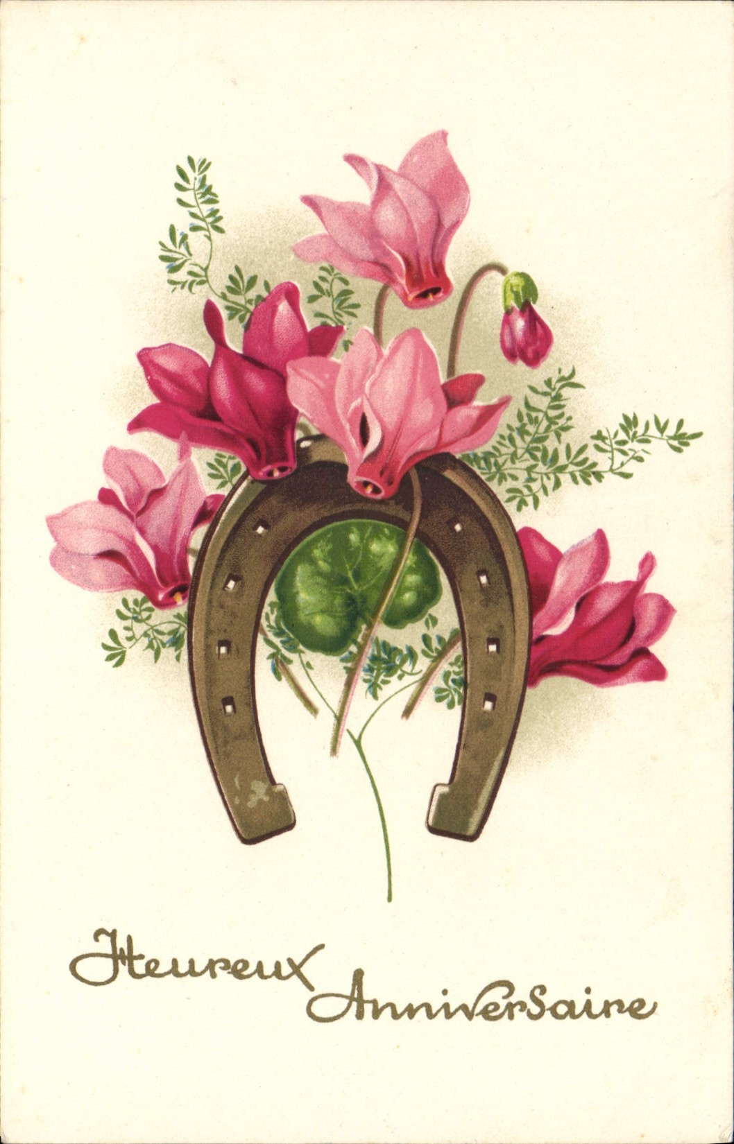 CPA Heureux Anniversaire Fleurs