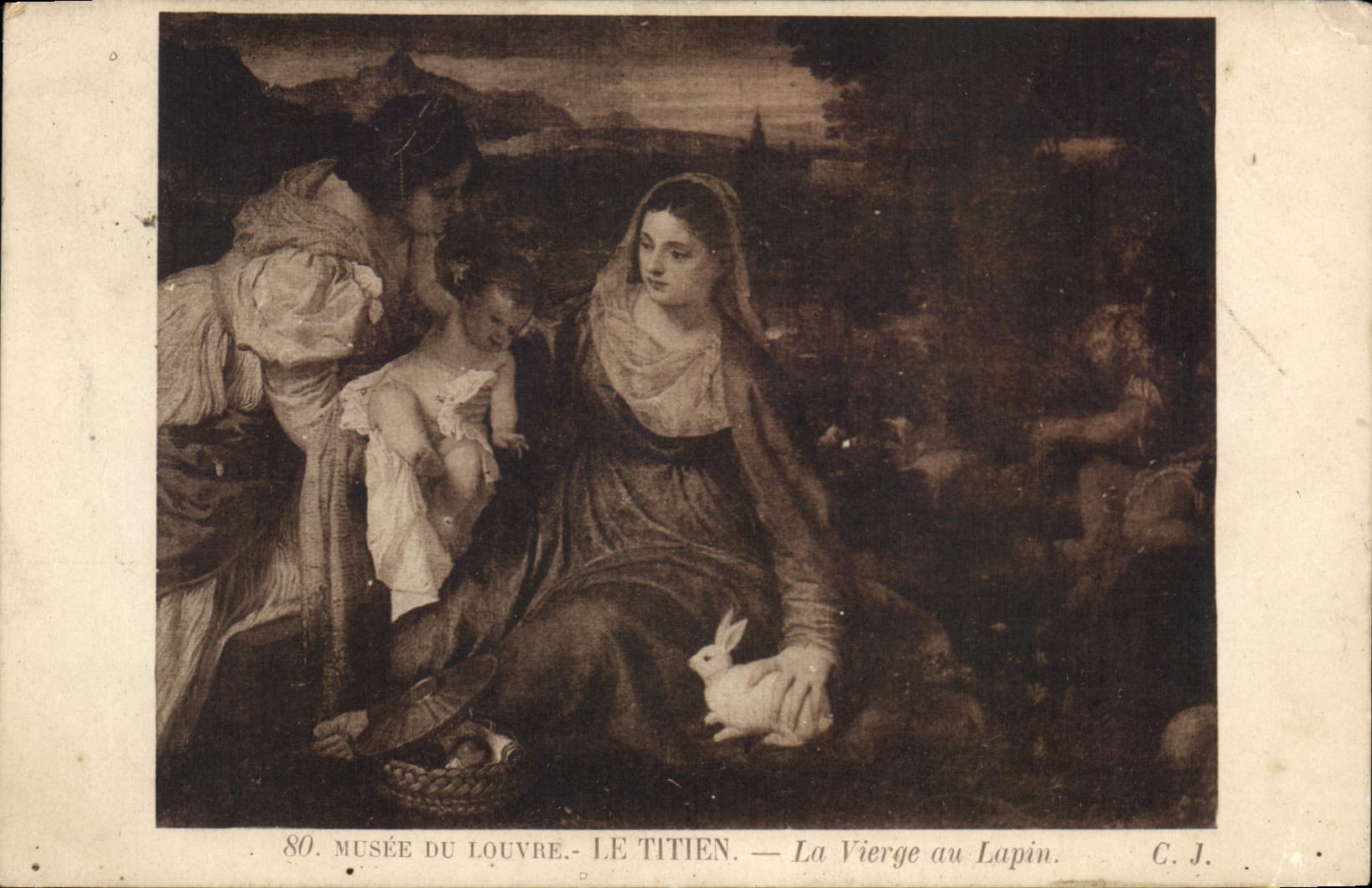 CPA Musee du Louvre Le Titien La Vierge au Lapin