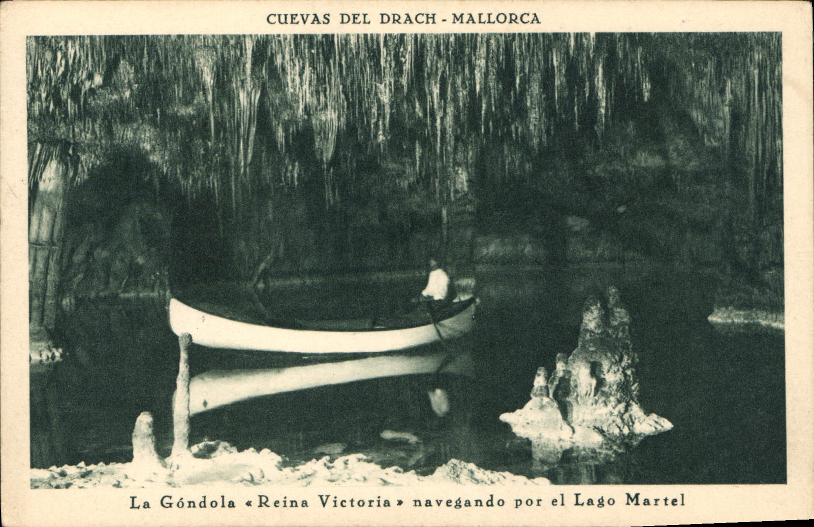 CPA Cuevas del Drach Mallorca La Gondola Reina Victoria navegando por el Lago Martel