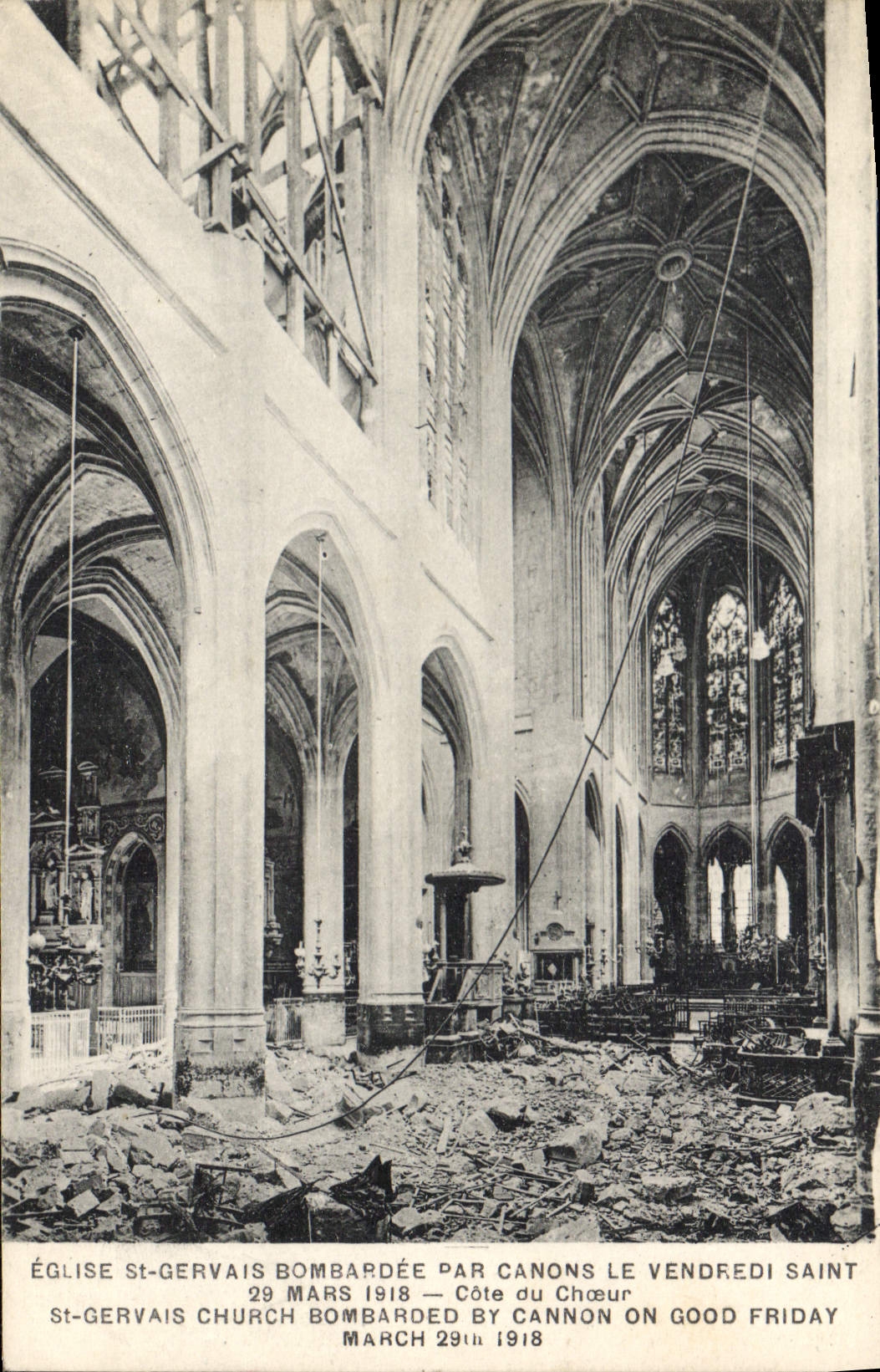 CPA Eglise St Gervais Bombardee Par Canons 