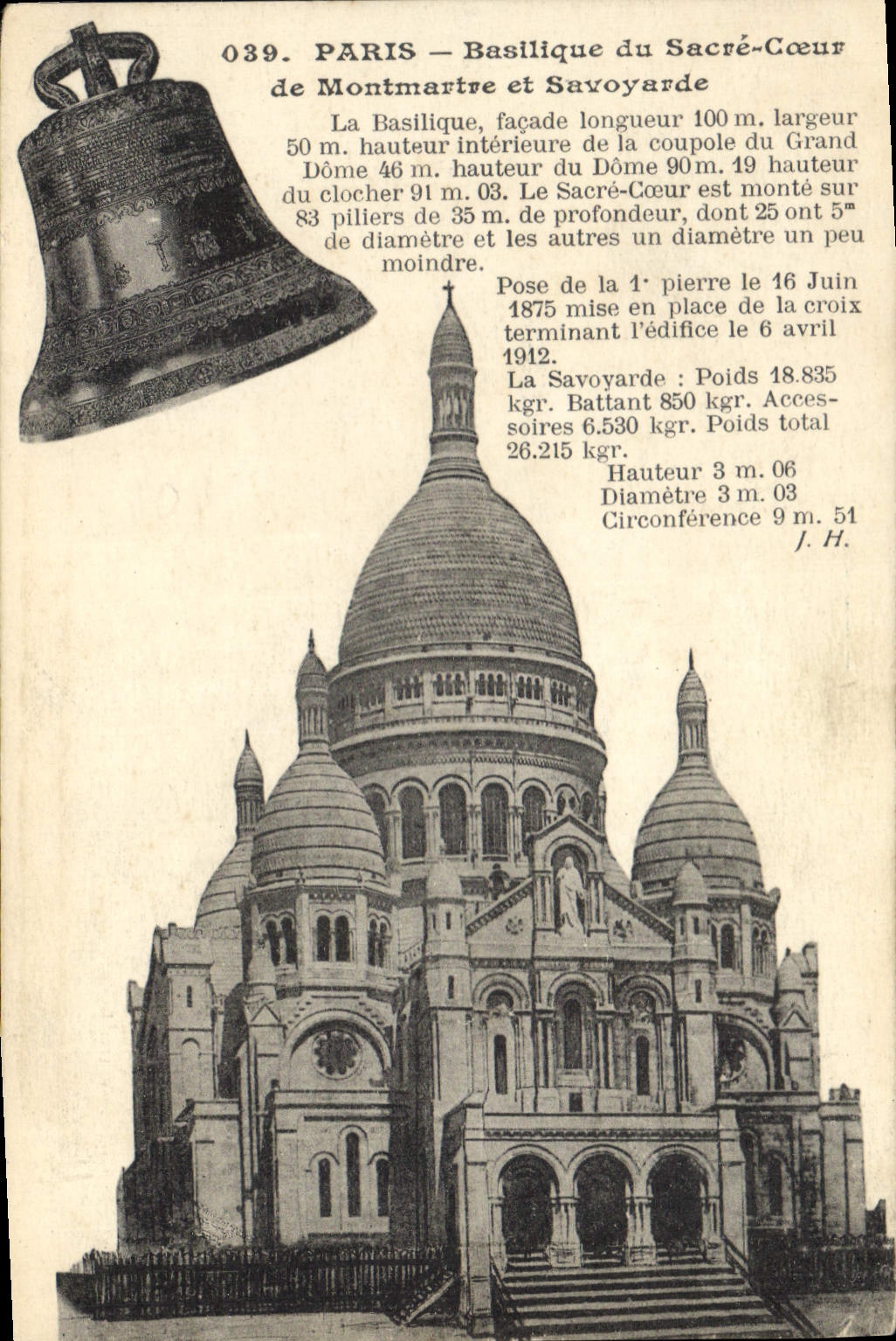 CPA Paris Basilique du Sacre Coeur de Montmartre et Savoyarde cloche