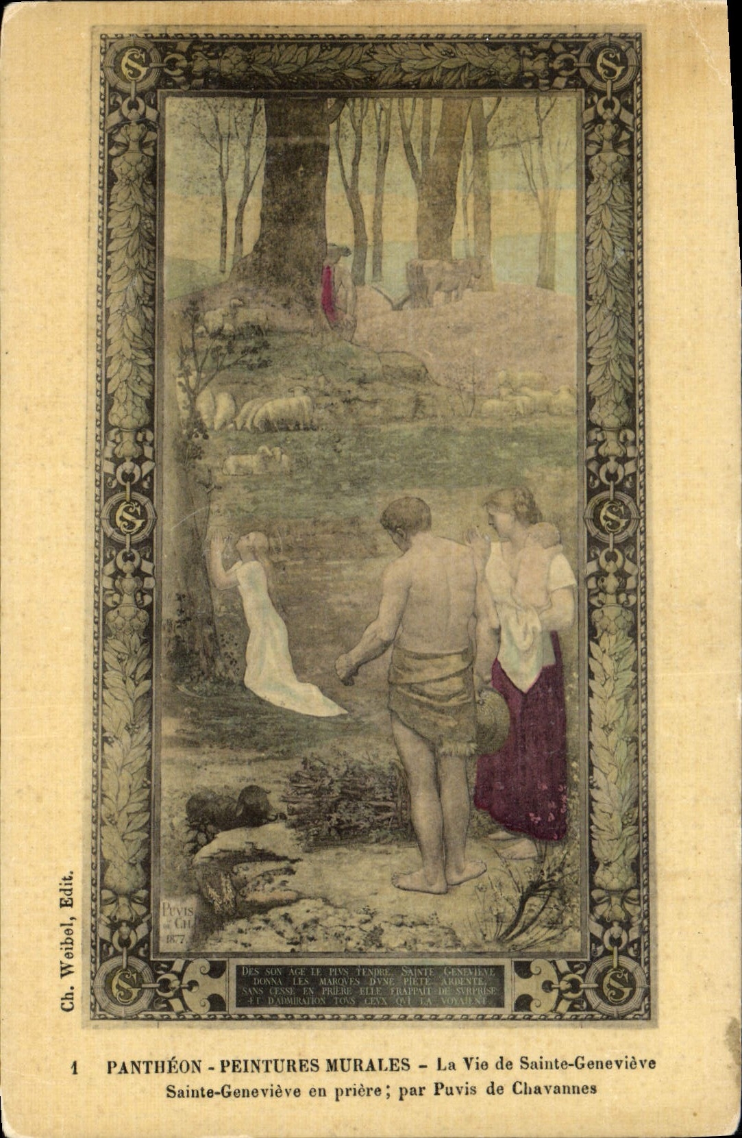 CPA Pantheon Peintures Murales La Vie de Sainte Genevieve (carte toilée)