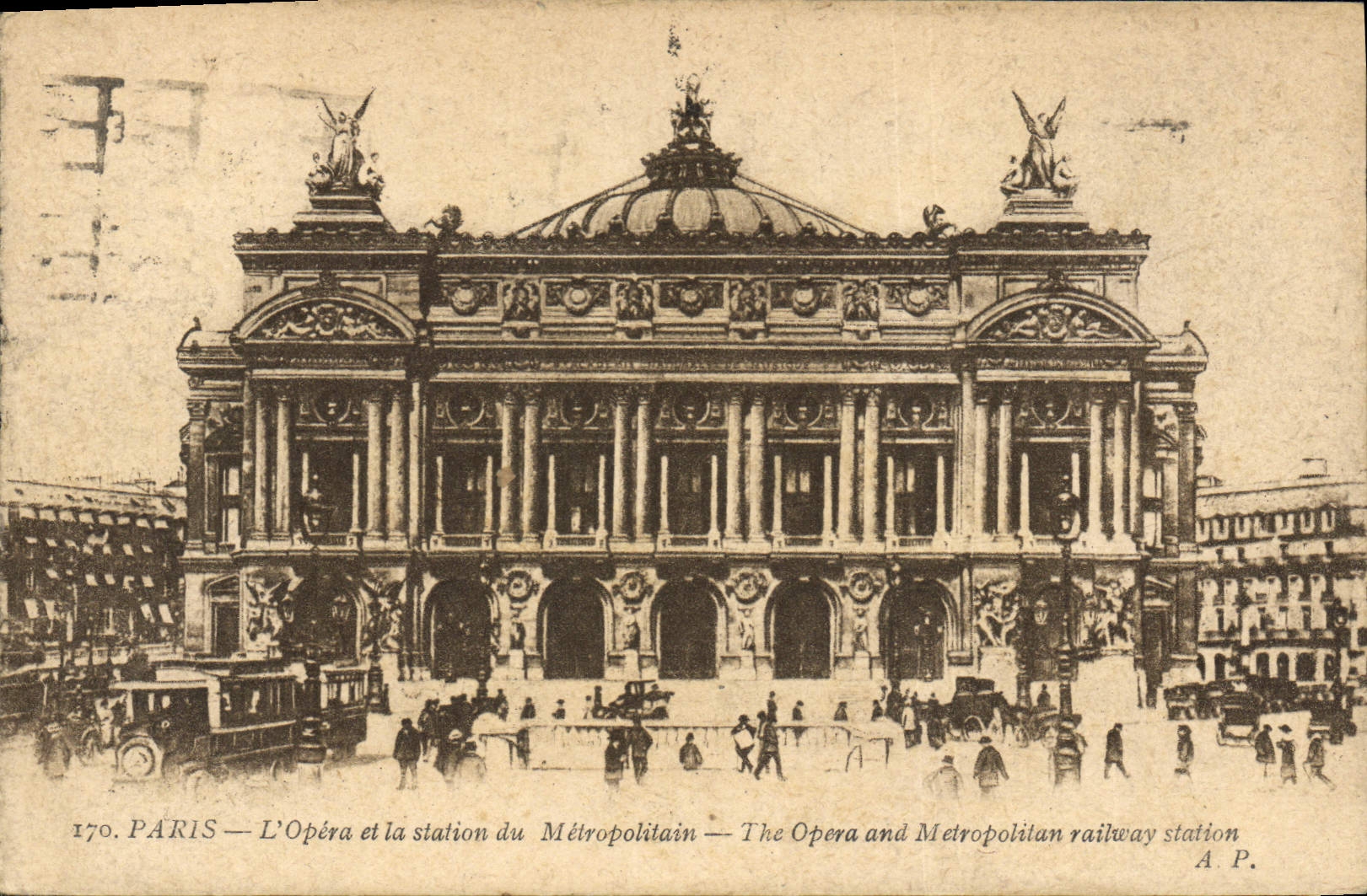 CPA Paris L'Opera et la Station du Metropolitan 